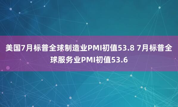 美国7月标普全球制造业PMI初值53.8 7月标普全球服务业PMI初值53.6