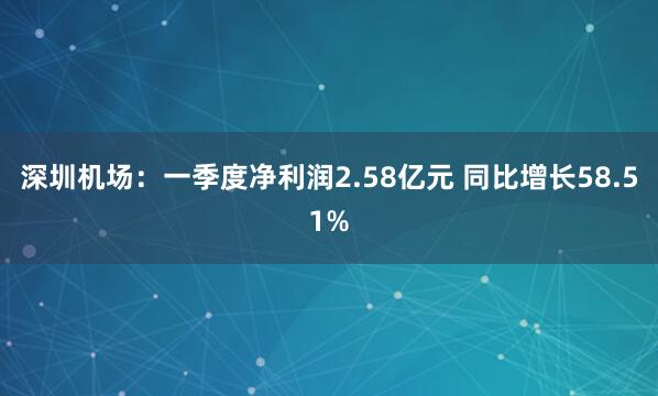 深圳机场：一季度净利润2.58亿元 同比增长58.51%
