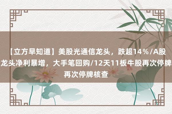 【立方早知道】美股光通信龙头，跌超14％/A股存储龙头净利暴增，大手笔回购/12天11板牛股再次停牌核查