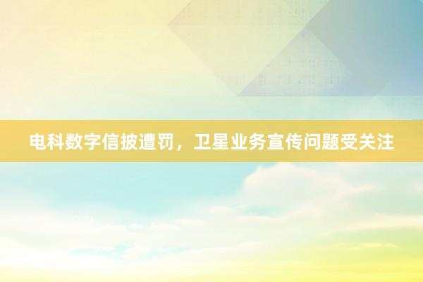 电科数字信披遭罚，卫星业务宣传问题受关注