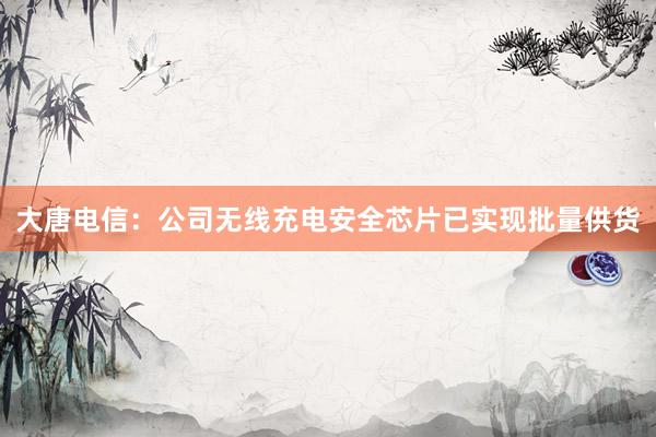 大唐电信:公司无线充电安全芯片已实现批量供货