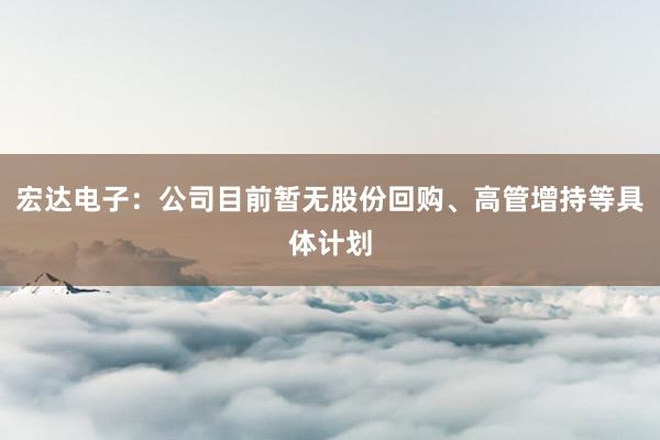 宏达电子：公司目前暂无股份回购、高管增持等具体计划