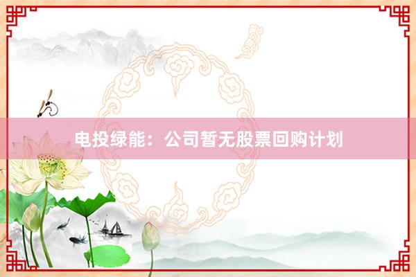电投绿能：公司暂无股票回购计划