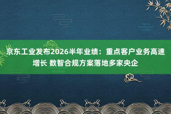 京东工业发布2026半年业绩：重点客户业务高速增长 数智合规方案落地多家央企