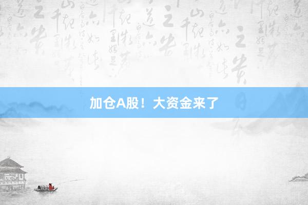 加仓A股!大资金来了