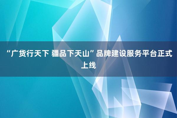 “广货行天下 疆品下天山”品牌建设服务平台正式上线