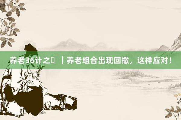 养老36计之㉖︱养老组合出现回撤，这样应对！