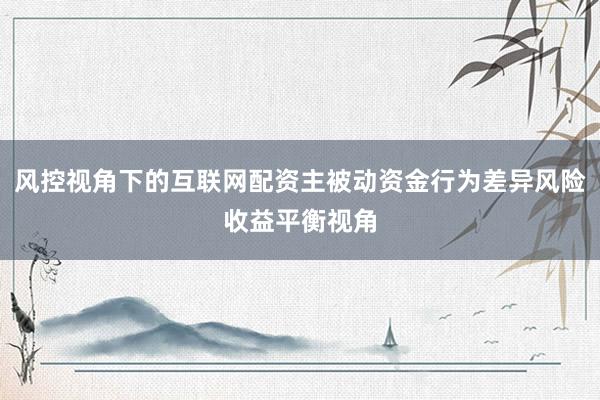 风控视角下的互联网配资主被动资金行为差异风险收益平衡视角