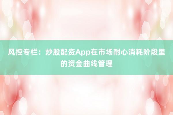 风控专栏:炒股配资App在市场耐心消耗阶段里的资金曲线管理