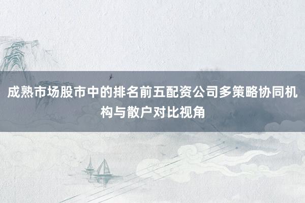 成熟市场股市中的排名前五配资公司多策略协同机构与散户对比视角