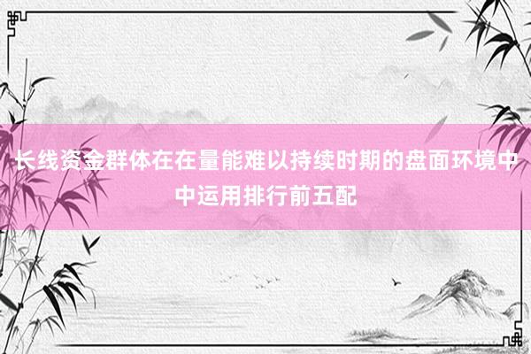 长线资金群体在在量能难以持续时期的盘面环境中中运用排行前五配