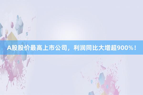 A股股价最高上市公司，利润同比大增超900%！
