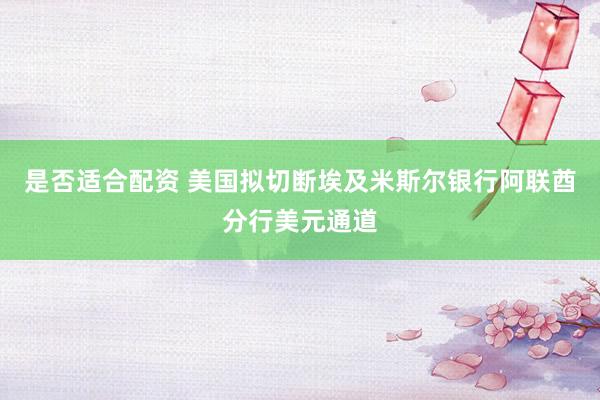是否适合配资 美国拟切断埃及米斯尔银行阿联酋分行美元通道