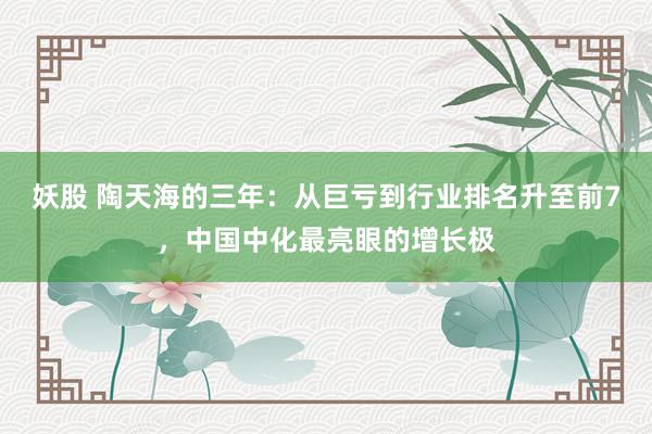 妖股 陶天海的三年：从巨亏到行业排名升至前7，中国中化最亮眼的增长极