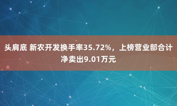 头肩底 新农开发换手率35.72%，上榜营业部合计净卖出9.01万元