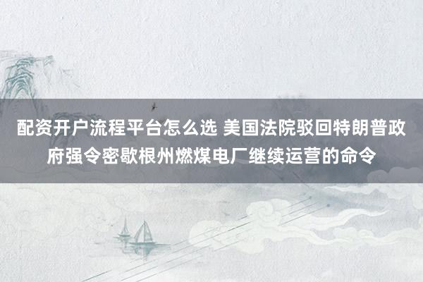 配资开户流程平台怎么选 美国法院驳回特朗普政府强令密歇根州燃煤电厂继续运营的命令