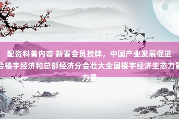配资科普内容 新晋会员授牌，中国产业发展促进会楼宇经济和总部经济分会壮大全国楼宇经济生态力量