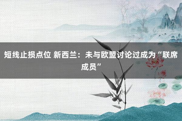 短线止损点位 新西兰：未与欧盟讨论过成为“联席成员”