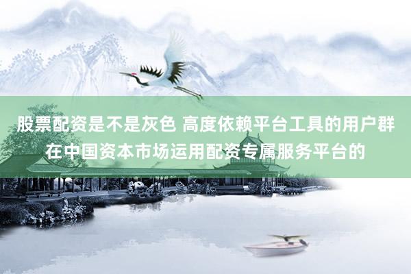 股票配资是不是灰色 高度依赖平台工具的用户群在中国资本市场运用配资专属服务平台的