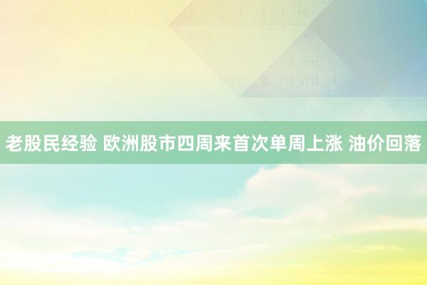 老股民经验 欧洲股市四周来首次单周上涨 油价回落