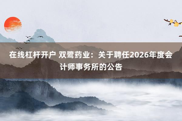 在线杠杆开户 双鹭药业：关于聘任2026年度会计师事务所的公告