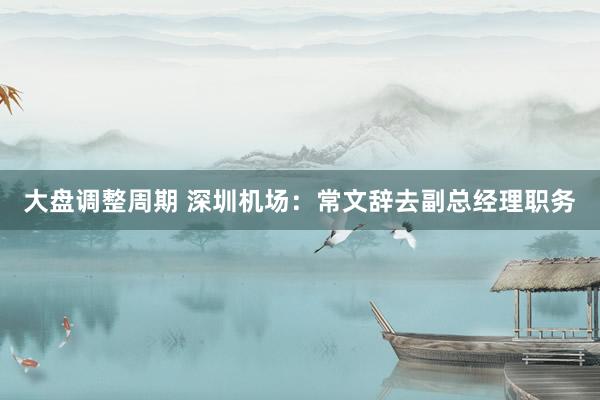 大盘调整周期 深圳机场：常文辞去副总经理职务